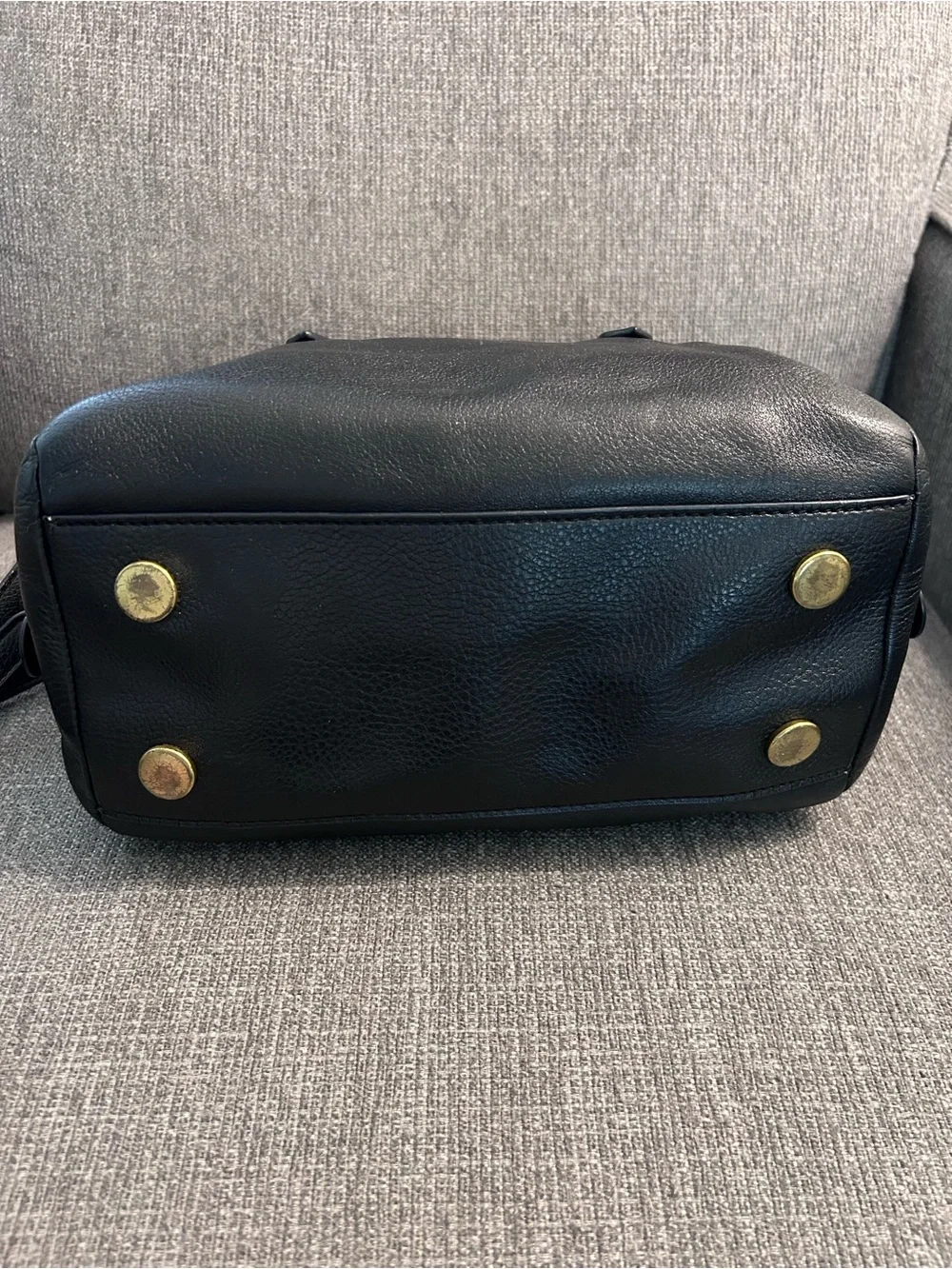 Fossil Sydney Black Leather Satchel Bag with Crossbody Strap & gold hardware
